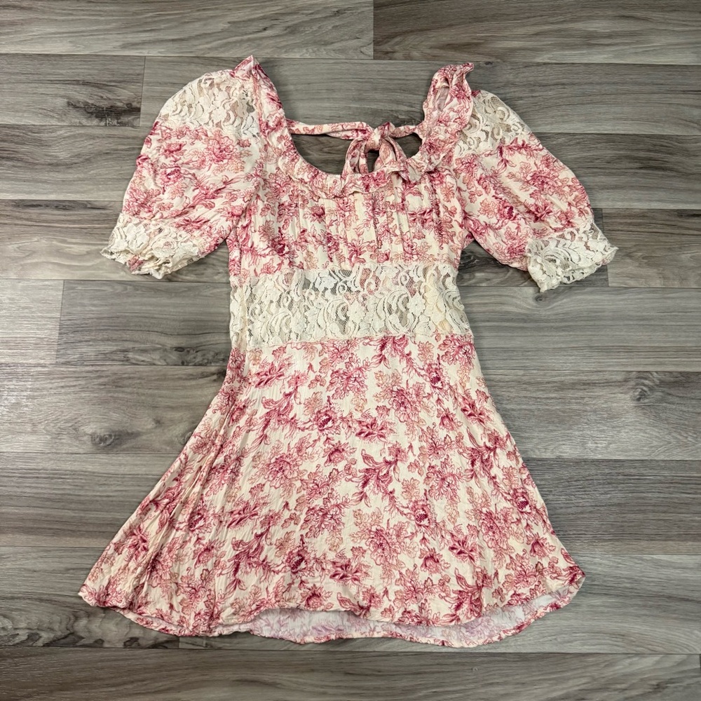 Free people Lucie Mini Lace Floral Print Dress Size 6